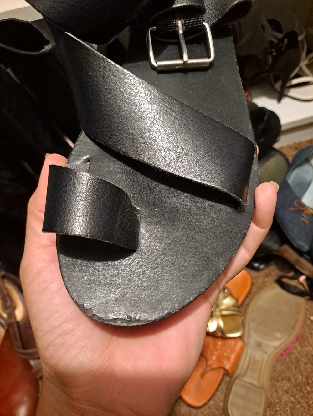 Mossimo Women's Black Leather Crisscross Slingback Sandals - Picture 12 of 16
